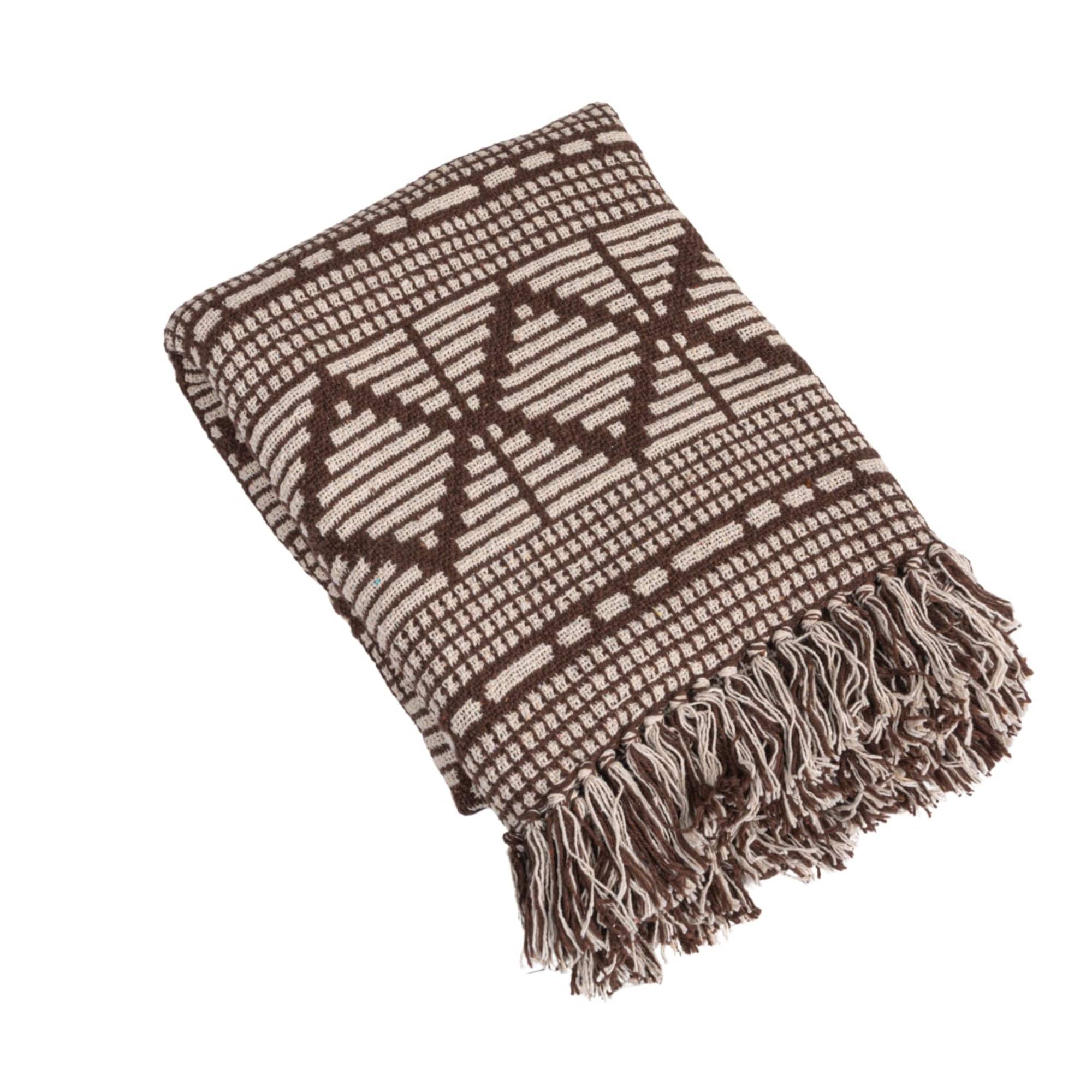 Hello Honey® Brown & Beige Diamond Soft Recycled Cotton Blend Throw